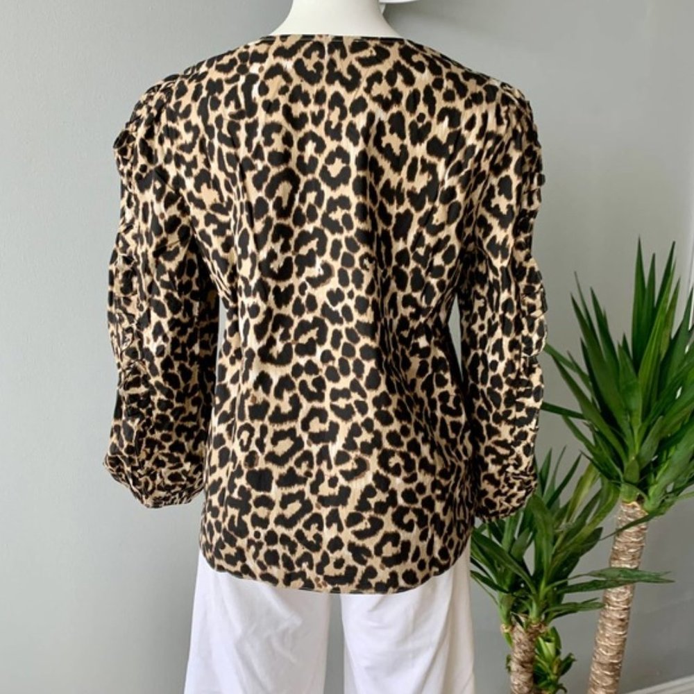 J. Crew Ruffle-sleeve Top In Leopard - Picture 14 of 14